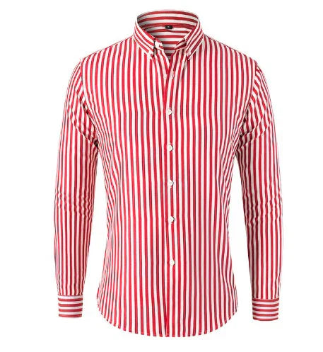 Men’s Button-Down Shirt – Slim Fit – Striped – Long Sleeve