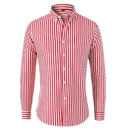 Men’s Button-Down Shirt – Slim Fit – Striped – Long Sleeve