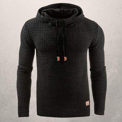 Men’s Hooded Sweater – Slim Fit – Textured Knit – Drawstring Hood – Ribbed Cuffs
