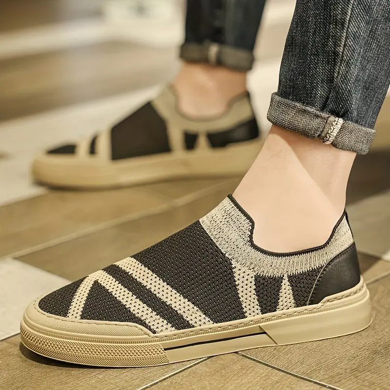 Men’s Slip-On Casual Shoes - Breathable Knitted Upper - Lightweight Rubber Sole