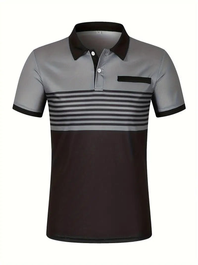 Men’s Polo Shirt - Slim Fit - Striped Design - Short Sleeve Casual Wear