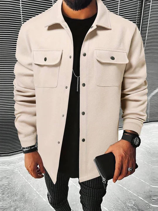 Men's long sleeve pocket button jacket