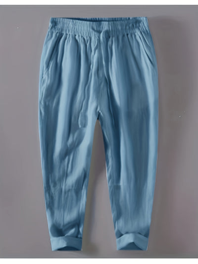 Men’s Loose Fit Trousers - Lightweight Fabric - Elastic Waist - Breathable Casual Wear