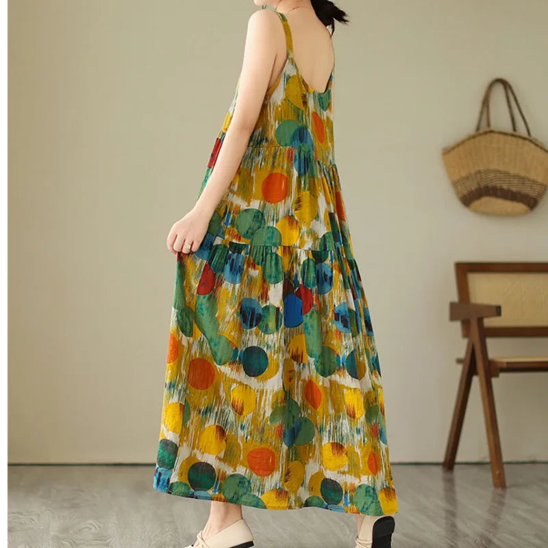 Women's Maxi Dress - Sleeveless Tiered Fit - Spaghetti Straps - Lightweight Casual Wear