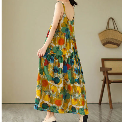 Women's Maxi Dress - Sleeveless Tiered Fit - Spaghetti Straps - Lightweight Casual Wear