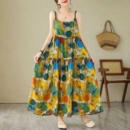 Women's Maxi Dress - Sleeveless Tiered Fit - Spaghetti Straps - Lightweight Casual Wear