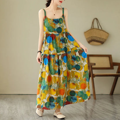 Women's Maxi Dress - Sleeveless Tiered Fit - Spaghetti Straps - Lightweight Casual Wear