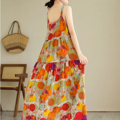 Women's Maxi Dress - Sleeveless Tiered Fit - Spaghetti Straps - Lightweight Casual Wear