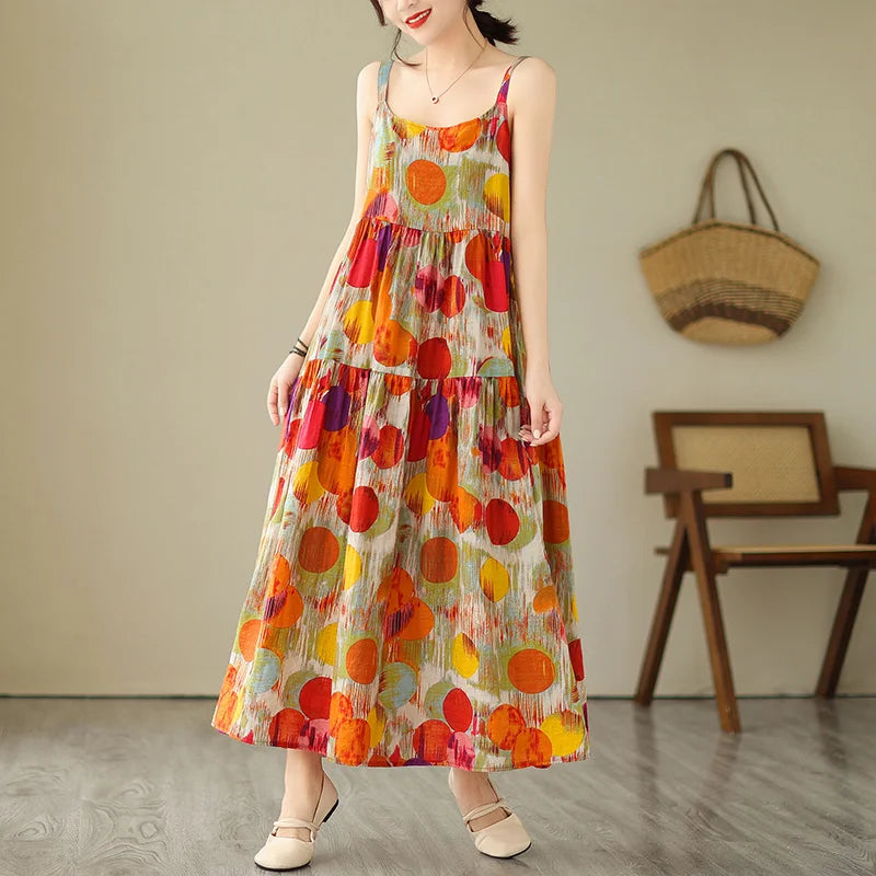 Women's Maxi Dress - Sleeveless Tiered Fit - Spaghetti Straps - Lightweight Casual Wear