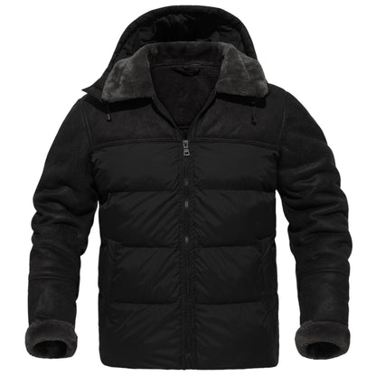 Stylish men's jacket with faux fur hood