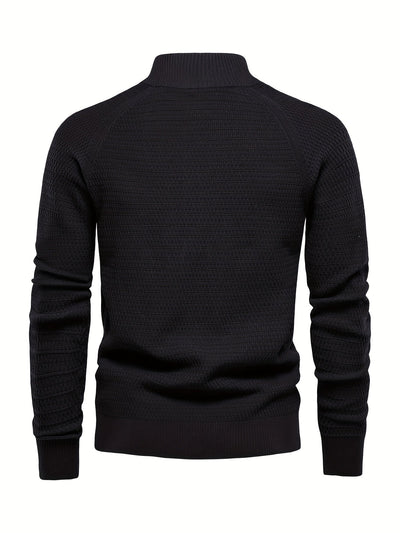 Men's stand collar buttoned dress sheared sweater