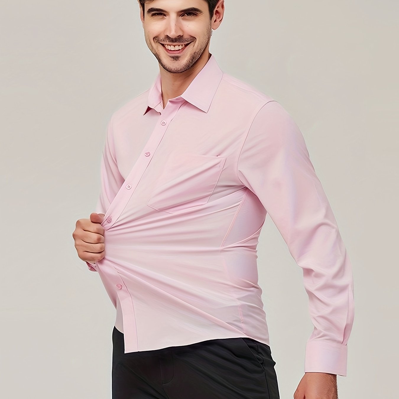 Men’s Dress Shirt - Breathable Cotton - Modern Fit - Long Sleeve Button-Up