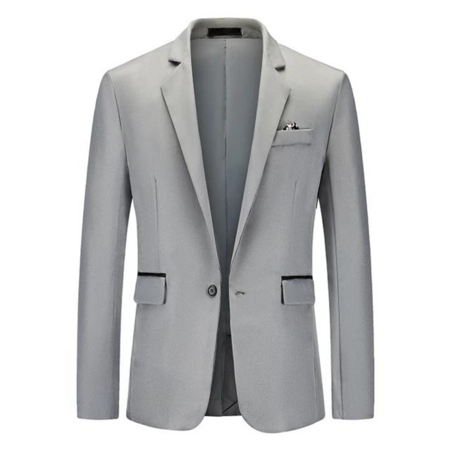 Men's Blazer – Tailored Slim Fit – Breathable Blend – Single Button – Flap Pockets