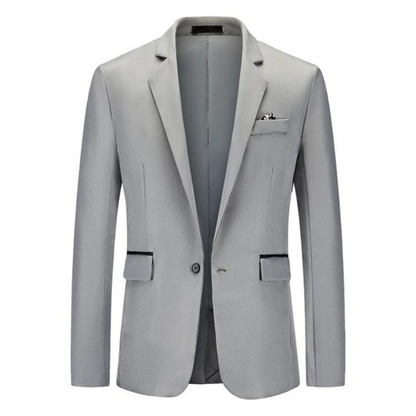 Men's Blazer – Tailored Slim Fit – Breathable Blend – Single Button – Flap Pockets