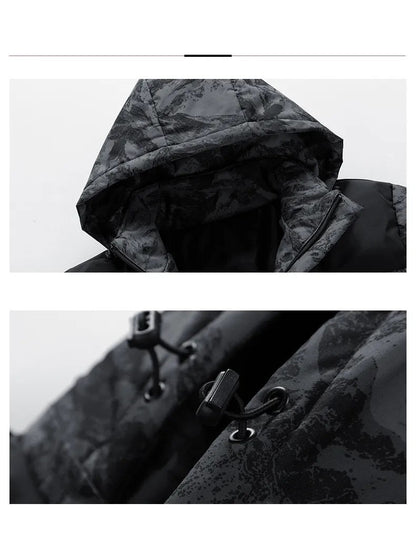 Winter camouflage hooded jacket for men