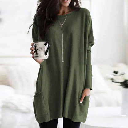 Women's Oversized Cotton Tunic Sweater for Relaxed Comfort