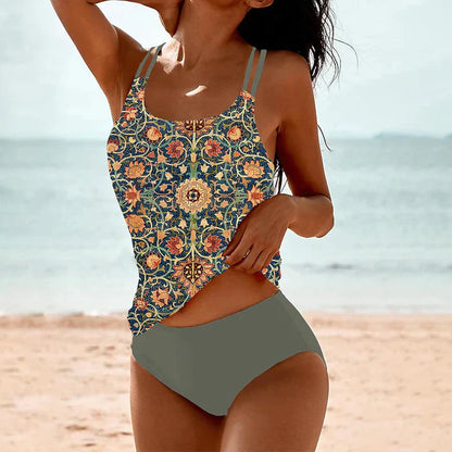 Women’s Tankini Set – Relaxed Fit – Double Strap – Breathable Blend – Full Coverage