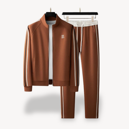 Men’s Tracksuit Set – Slim Fit – Side Stripe – Zip Jacket & Drawstring Joggers