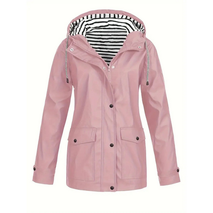 Women’s Raincoat – Relaxed Fit – Adjustable Hood – Mid-Length Outdoor Wear