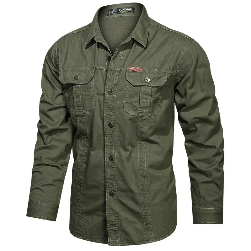 Men's utility shirt with chest pockets long sleeves and button closure