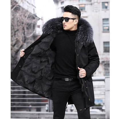 Men's winter parka with hood and fur