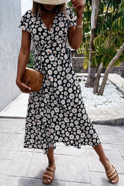 Women’s Midi Dress – A-Line Silhouette – Relaxed Fit – Short Sleeve – Breathable Blend