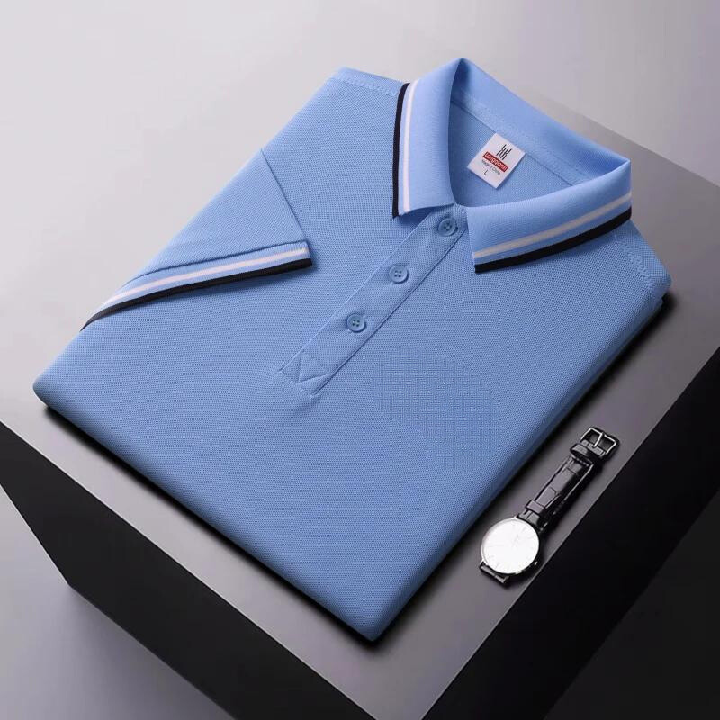 Men’s Polo Shirt – Regular Fit – Breathable Blend – Striped Collar Casual Wear