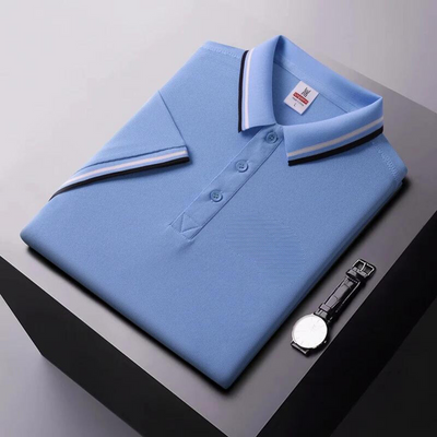 Men’s Polo Shirt – Regular Fit – Breathable Blend – Striped Collar Casual Wear