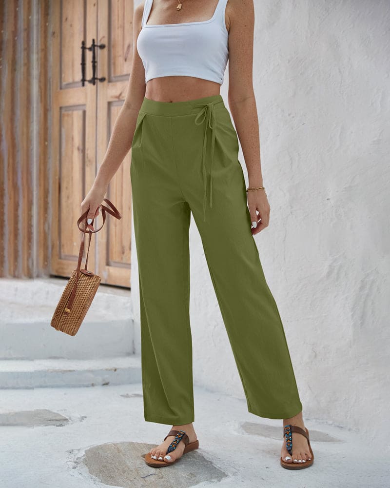 Women's casual pants with a high waist and wide legs