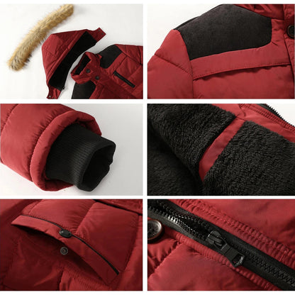 Men's quilted winter coat with fur trim