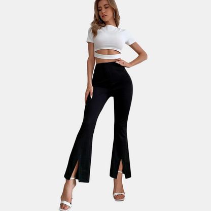 High waist split hem long pants for women