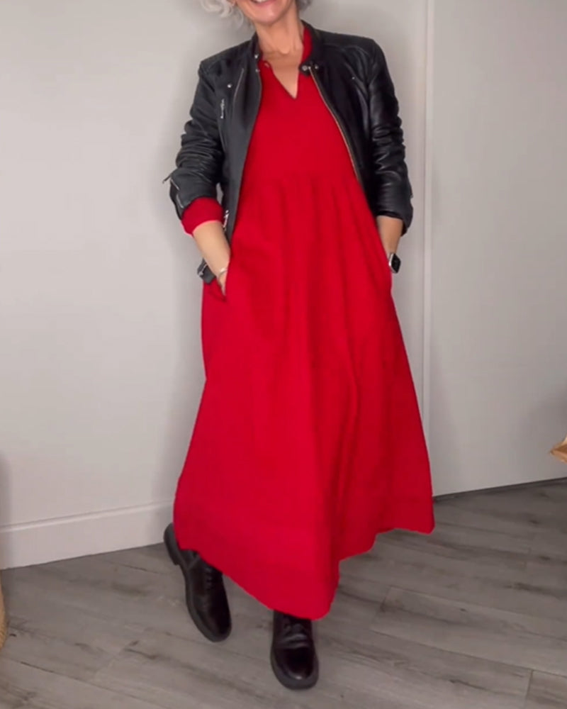 Jacobs | A-Line V-Neck Dress in Lightweight Breathable Fabric