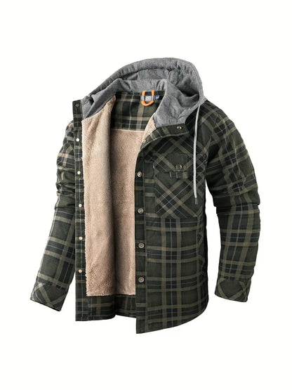 Hooded checked jacket for men