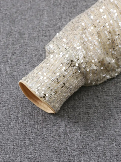 Contrast Sequin Off-Shoulder Mini Dress - Party-Ready Glam Look