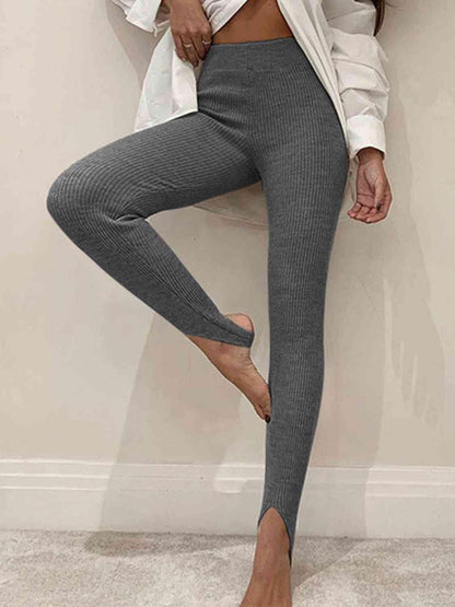 Ribbed Mid-Waist Leggings for Women