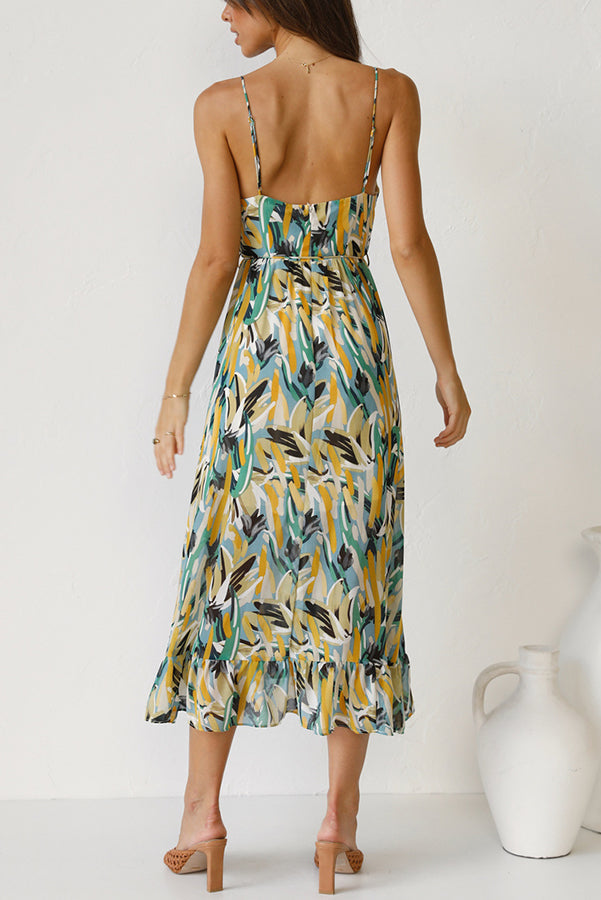 Women's Maxi Dress - Sleeveless V-Neck - Spaghetti Straps Flowy Casual Wear