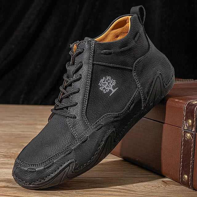 Men’s Mid-Top Sneakers – Leather – Lace-Up – Supportive Fit