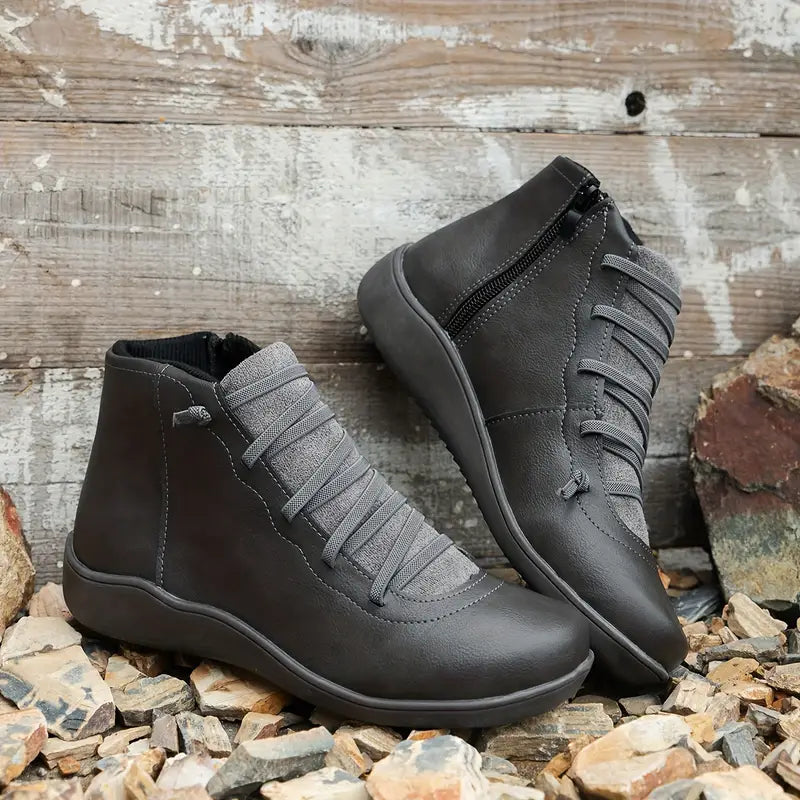 Orthopedic Leather Shoes with Zip Closure | Comfortable and Durable Design for Women