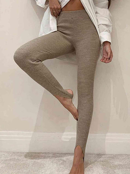 Ribbed Mid-Waist Leggings for Women