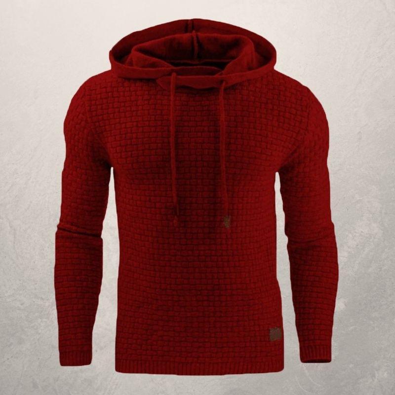 Men’s Hooded Sweater – Slim Fit – Textured Knit – Drawstring Hood – Ribbed Cuffs