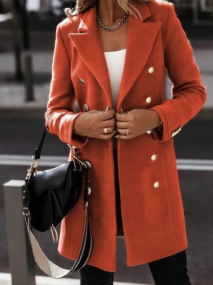 Women’s Mid-Length Coat – Slim Fit – Double-Breasted – Tailored Classic Style