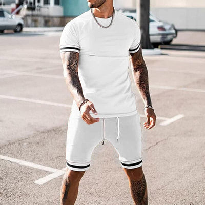 Men’s Athletic Set – Slim Fit – Breathable Stretch Fabric – Short Sleeve Top & Shorts