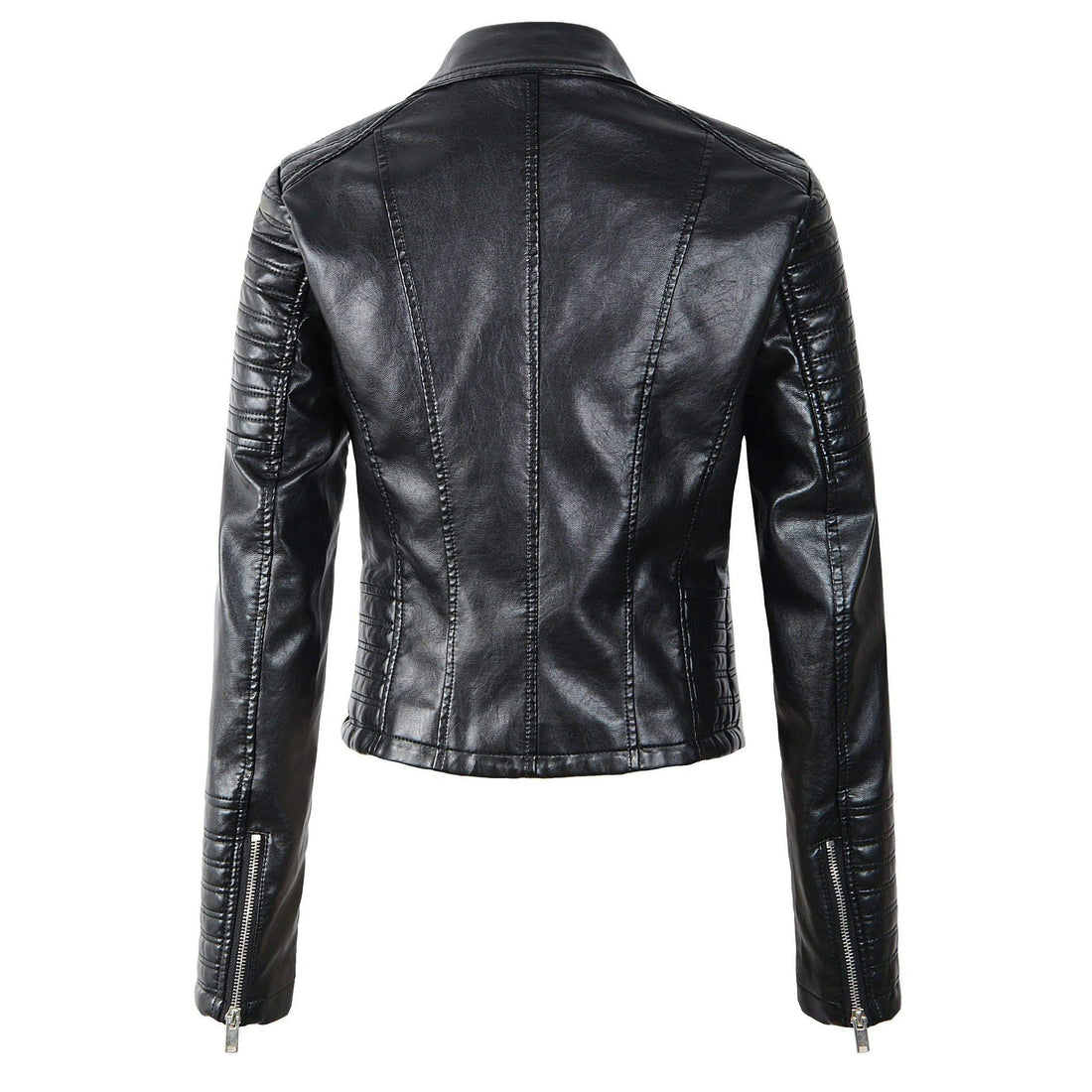 Dames klassieke leren biker jack met asymmetrische rits