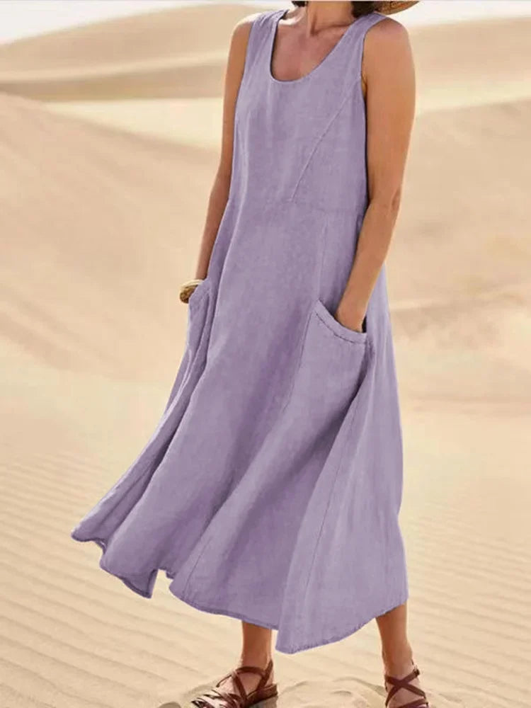 Women's Summer Maxi Dress with Long Sleeves - Modern Style