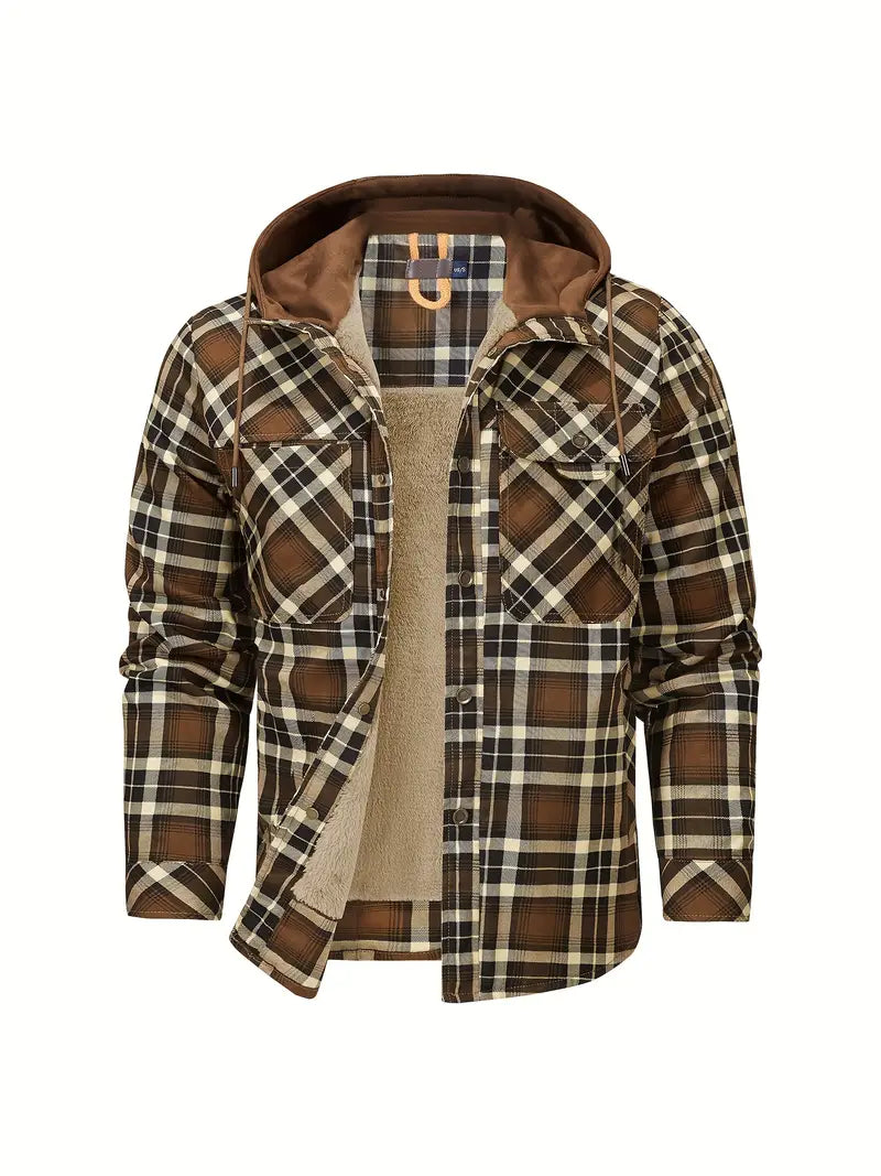 Hooded checked jacket for men