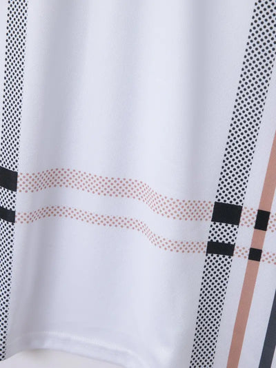 Men’s Polo Shirt - Plaid Pattern - Slim Fit - Short Sleeve Classic Casual Wear