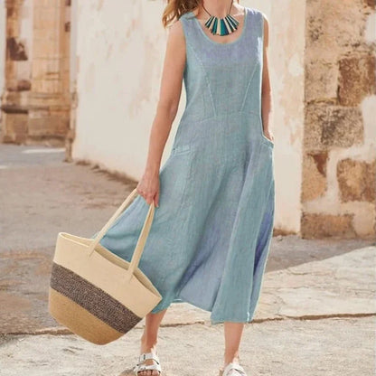 Women's Summer Maxi Dress with Long Sleeves - Modern Style