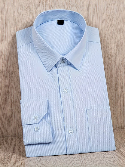 Men’s Dress Shirt - 100% Cotton - Slim Fit - Button-Up with Semi-Spread Collar