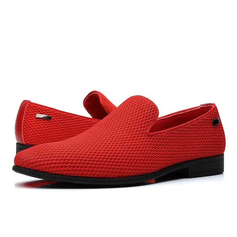 Men’s Slip-On Shoes - Leather - Flat Heel - Rubber Sole - Casual Comfortable Wear