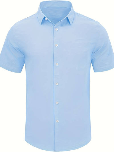 Men’s Short-Sleeve Button-Up Shirt - Classic Collar - Lightweight Relaxed Fit